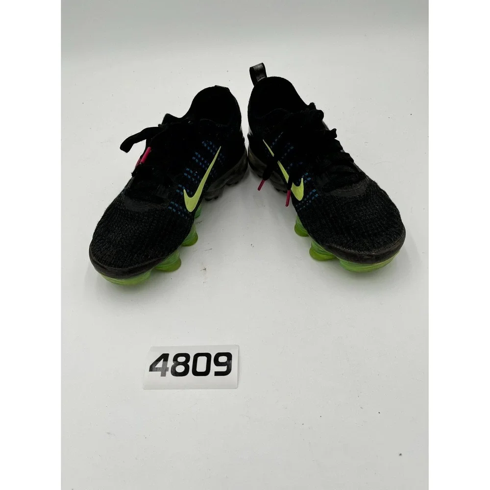 Nike Air VaporMax Flyknit 3 Youth 4Y Athletic Shoes Black Ghost Green Sneakers